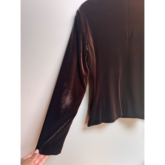 Coldwater Creek Velvet Blazer Jacket Brown Button Front Fitted Women's Size 10 - Picture 4 of 10